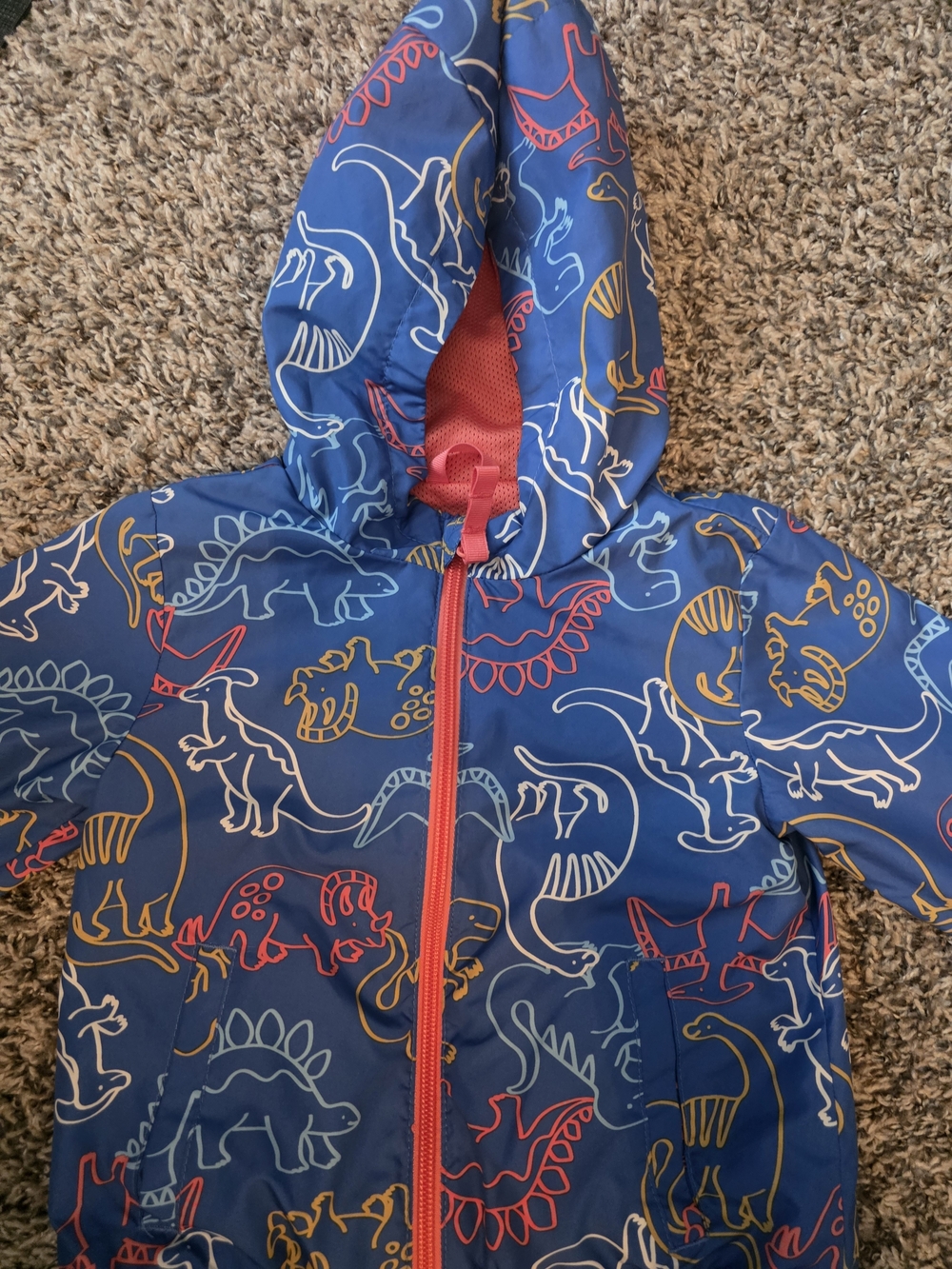 Cat & Jack Blue Dinosaur Print Raincoat with Red Trim
